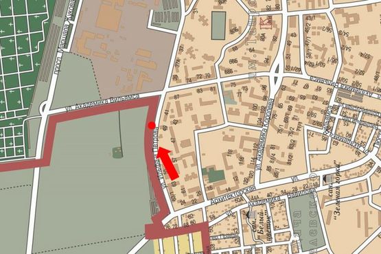 Схема рекламной плоскости по адресу Ильфа и Петрова ул., 49, в сторону  Вильямса ул. (флажок)