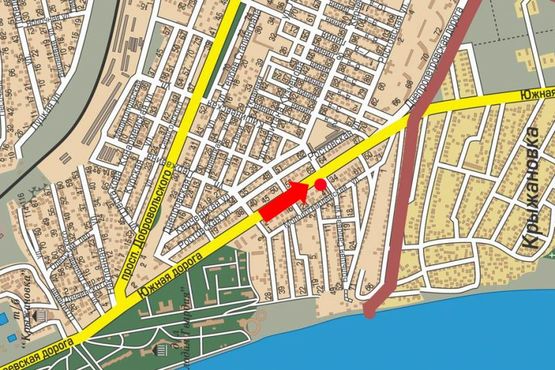 Схема рекламной плоскости по адресу Южная дорога, 30, из центра