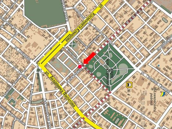 Схема рекламної площини за адресою Варненская ул., 5 / Героев Крут ул. (бывш. Терешковой ул.), в сторону Филатова ул.