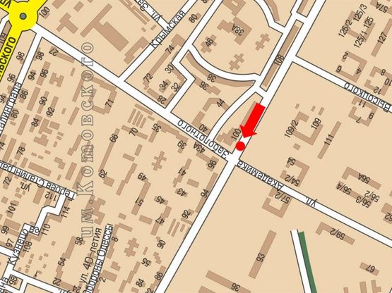 Схема рекламної площини за адресою Палия ул. (бывш. Днепропетровская дорога), 100 / Заболотного ул., разделитель, возле супермаркетов "Эльдорадо", "Сильпо", в центр, левая