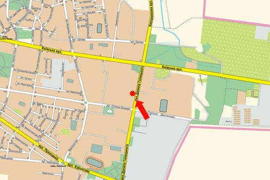 Схема рекламної площини за адресою Галицкого ул., возле магазина "Мисан", 500 м. до рынка "Андреевский"