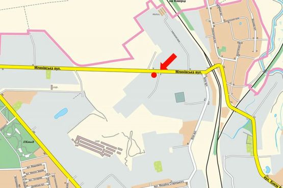 Схема рекламной плоскости по адресу Мельничная ул., 13, 600 м. до автосалона "Богдан-Авто", из центра