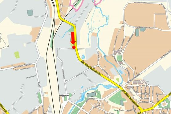 Схема рекламной плоскости по адресу Князя Владимира ул., 109, возле АЗС "Укрнафта", в центр