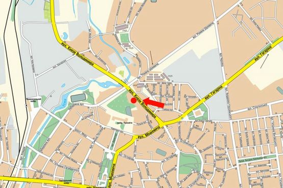 Схема рекламной плоскости по адресу Князя Владимира ул., 64, в сторону Шухевича ул.