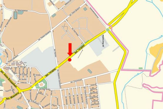 Схема рекламной плоскости по адресу Гагарина ул., 45, напротив, возле кинотеатра "Эра", АЗС "ОККО", супермаркета "Novus"