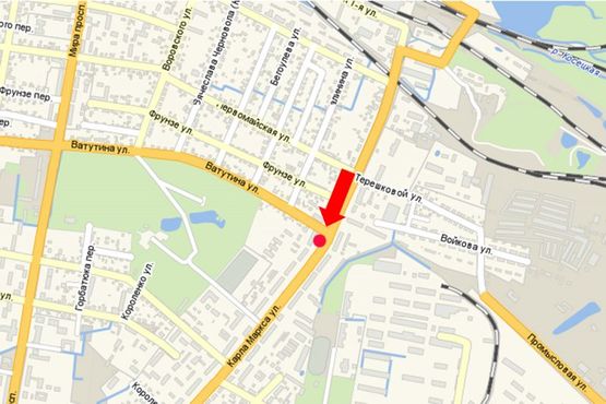 Схема рекламної площини за адресою Героев Небесной Сотни ул. (бывш. Маркса ул.), 90 / Бандеры ул (бывш. Ватутина ул.), возле магазина "Ромашка"