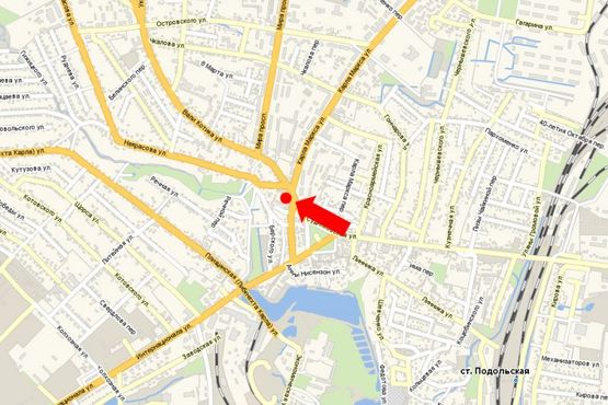 Схема рекламной плоскости по адресу 600-летия Шепетовки ул. / Героев Небесной Сотни ул. (бывш. Маркса ул.), возле магазина "Горилочка", в центр