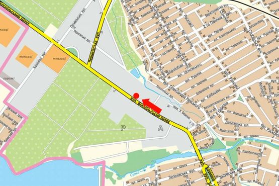 Схема рекламной плоскости по адресу Белопольский шлях ул., 22, возле ГАИ, из центра