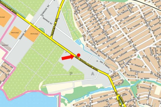 Схема рекламной плоскости по адресу Белопольский шлях ул., 22, возле ГАИ, в центр