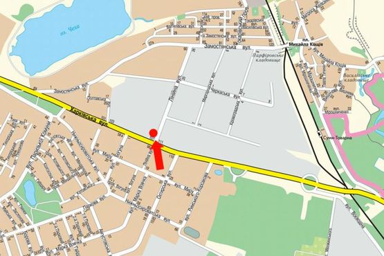 Схема рекламної площини за адресою Харьковская ул. / Линейная ул. (флажок)