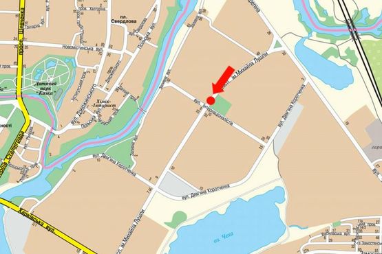 Схема рекламной плоскости по адресу Лушпы пр. / Интернационалистов ул., разделитель, в центр