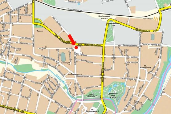 Схема рекламной плоскости по адресу Горького ул. / Труда ул., возле рынка, центр