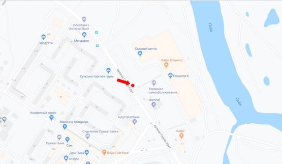 Схема рекламной плоскости по адресу Героев Крут ул. (бывш. Черепина ул.) / Лушпы пр., возле супермаркета "Эпицентр"