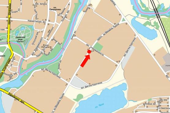 Схема рекламної площини за адресою Лушпы пр. / Интернационалистов ул., разделитель, из центра