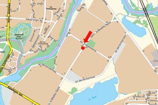 Схема рекламной плоскости по адресу Лушпы пр. / Интернационалистов ул., разделитель, в центр