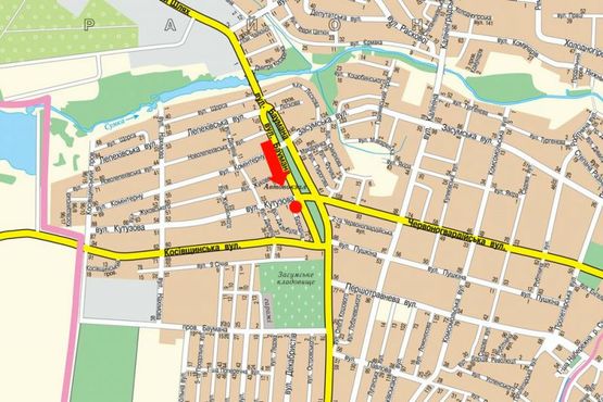 Схема рекламної площини за адресою Бандеры ул. (бывш. Баумана ул.) / Ильинская ул., магазин "Плиточник"