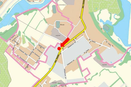 Схема рекламної площини за адресою Кондратьева ул. (бывш. Кирова ул.) / Лебединская ул., возле АЗС "Marshal"