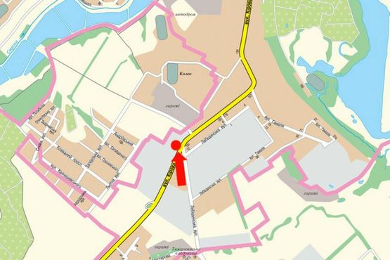 Схема рекламной плоскости по адресу Кондратьева ул. (бывш. Кирова ул.) / Лебединская ул., возле АЗС "Marshal"