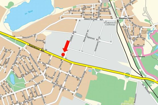 Схема рекламной плоскости по адресу Харьковская ул. / Линейная ул. (флажок)