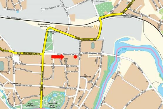 Схема рекламної площини за адресою Леваневского ул., 26, возле супермаркета "АТБ"