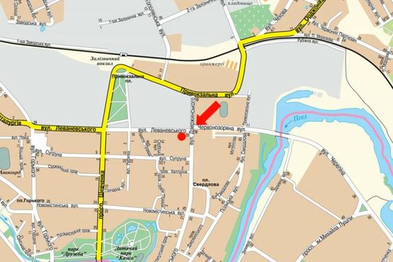 Схема рекламной плоскости по адресу Леваневского ул., 26, возле супермаркета "АТБ"