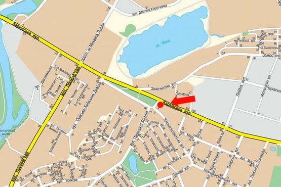 Схема рекламної площини за адресою Харьковская ул. / Табалы ул. (бывш. Парижской Коммуны ул.), возле супермаркета "АТБ", АЗС "ОККО", автосалона "Kia"