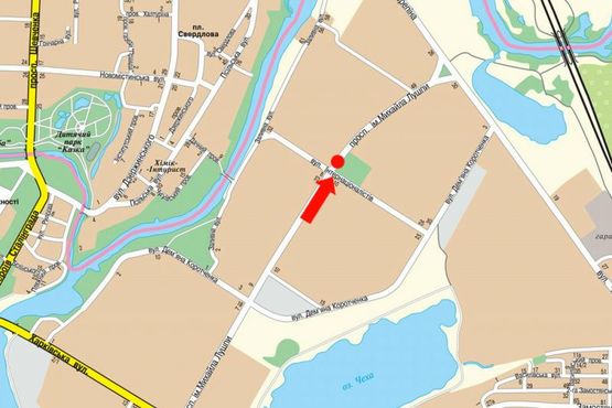 Схема рекламної площини за адресою Лушпы пр. / Интернационалистов ул., разделитель, из центра