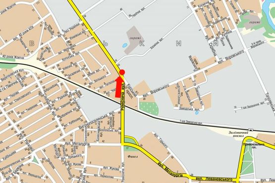 Схема рекламної площини за адресою Курский пр. / Ремесленная ул., возле концерна "Укрросметалл"