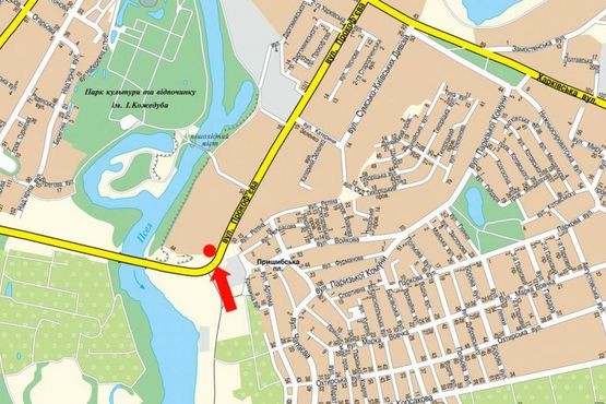 Схема рекламної площини за адресою Прокофьева ул., 46, в сторону Харьковской ул.