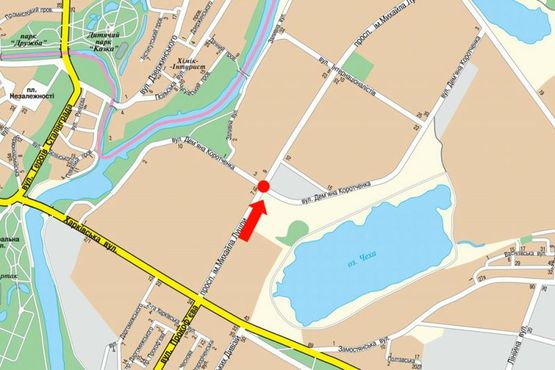 Схема рекламної площини за адресою Лушпы пр. / Сирко ул. (бывш. Коротченко ул.), разделитель, возле ТРЦ "Лавина", супермаркетов "Сильпо", "Эльдорадо", из центра, верхняя