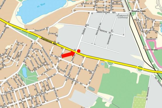 Схема рекламної площини за адресою Харьковская ул. / Линейная ул., из центра