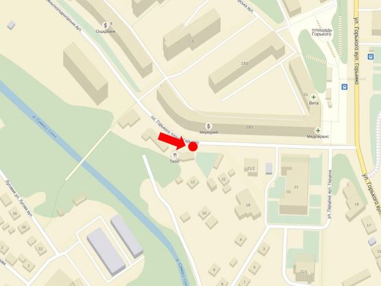 Схема рекламной плоскости по адресу Нижнехолодногорская ул., 23/1, напротив, в сторону Горького ул.