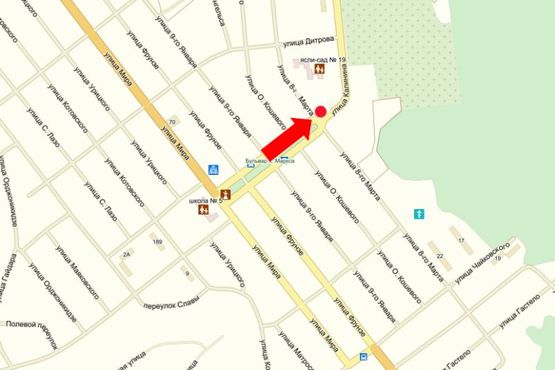 Схема рекламной плоскости по адресу 8 Марта ул. / ул. Калинина, возле автоцентра