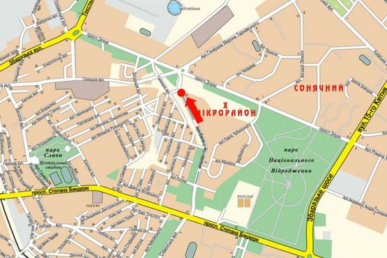 Схема рекламной плоскости по адресу Коновальца ул., 18, разделитель, в сторону Злуки пр.