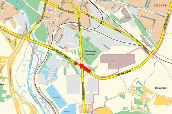 Схема рекламної площини за адресою Будного ул. / Микулинецкая ул., возле АЗС "Укр-Петроль", разделитель