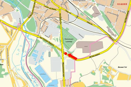 Схема рекламной плоскости по адресу Будного ул. / Микулинецкая ул., возле АЗС "Укр-Петроль", разделитель
