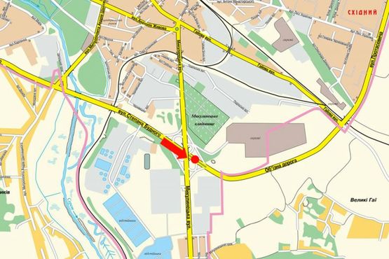 Схема рекламної площини за адресою Будного ул. / Микулинецкая ул., возле АЗС "Укр-Петроль", разделитель