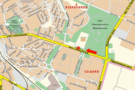 Схема рекламной плоскости по адресу Бандеры пр., 79, возле магазина "Eva"