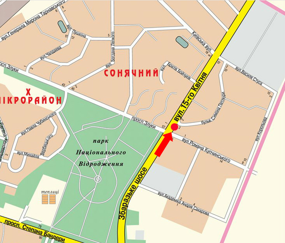 Схема рекламной плоскости по адресу 15-го Апреля ул. / Купчинского ул., возле ТЦ "Мандарин", супермаркета "Сильпо"