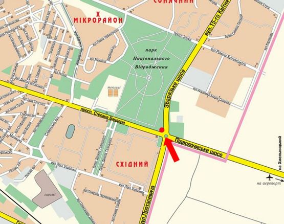 Схема рекламної площини за адресою Бандеры пр. / Протасевича ул. / Збаражское кольцо, правая