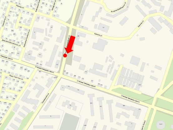 Схема рекламної площини за адресою Коновальца ул., 3, разделитель, в сторону Бандеры ул.