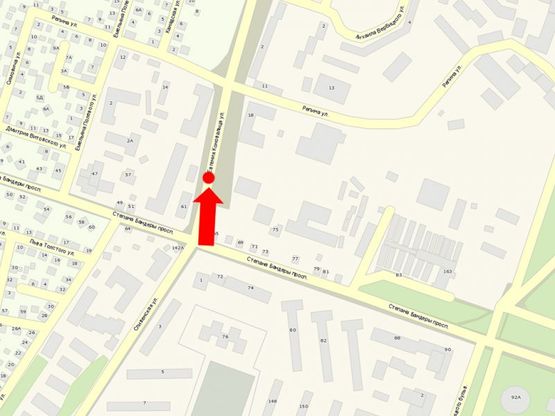 Схема рекламной плоскости по адресу Коновальца ул., 3, разделитель, в сторону Злуки пр.