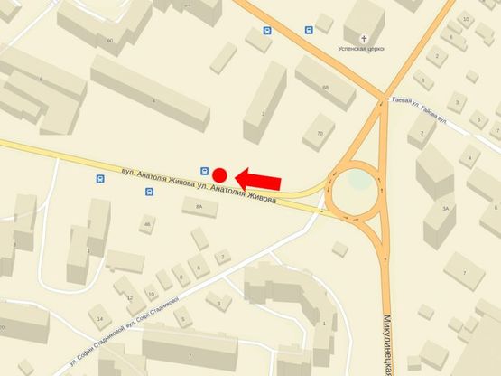 Схема рекламной плоскости по адресу Живова ул., 2, в сторону Центрального рынка