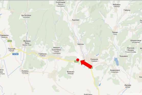 Схема рекламной плоскости по адресу Трасса Киев - Чоп, с. Среднее, в сторону города Ужгород, возле виноградников