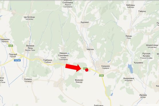 Схема рекламной плоскости по адресу Трасса Киев - Чоп, с. Среднее, в сторону города Мукачево, возле виноградников