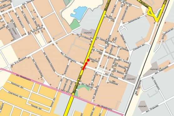 Схема рекламной плоскости по адресу Минайская ул., 27, возле магазина "Осетия"