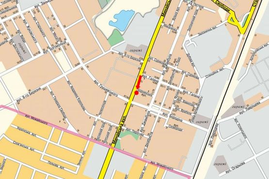 Схема рекламной плоскости по адресу Минайская ул., 27, возле магазина "Осетия"