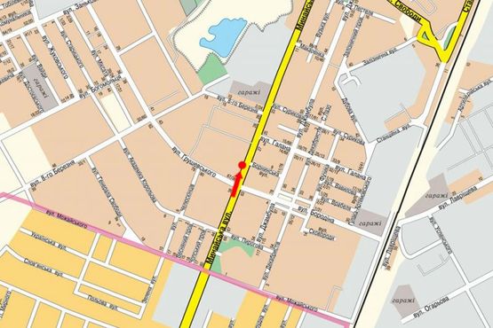 Схема рекламной плоскости по адресу Минайская ул., 28, возле магазина "Осетия"