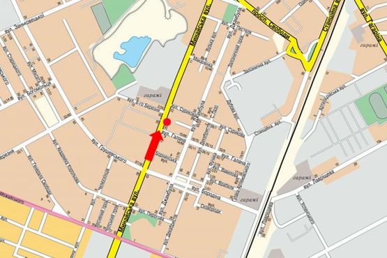 Схема рекламной плоскости по адресу Минайская ул., возле магазина "Осетия"