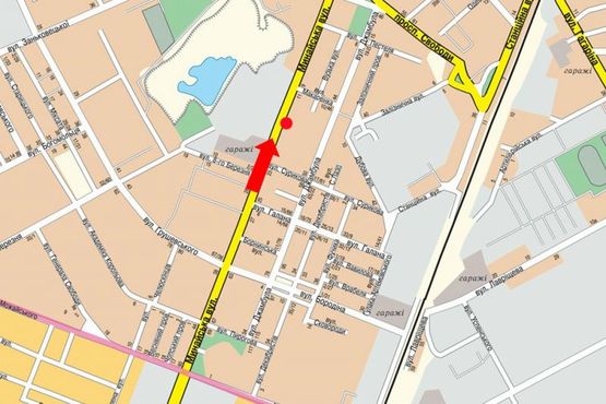 Схема рекламной плоскости по адресу Минайская ул., 15, возле магазина "Сильпо"